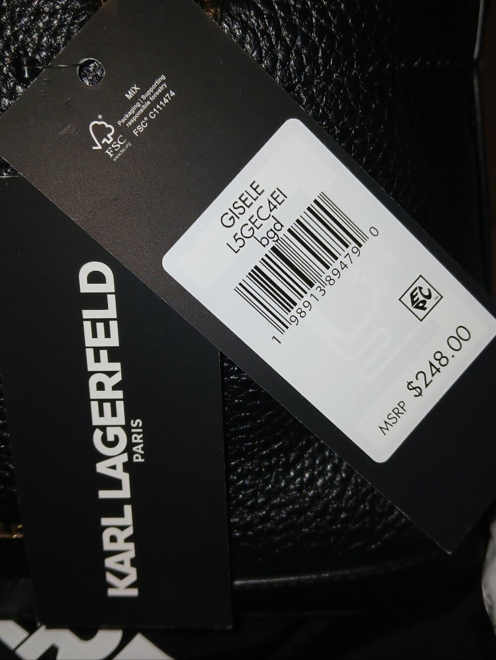 Leather Karl Lagerfeld Paris Gisele Ikon Charm Crossbody With Dustbag, Black - Picture 12 of 14